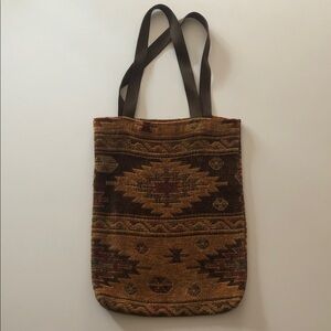 WESTERN Cowgirl Boho Brown Tote Bag Purse with Geometric Design Like New